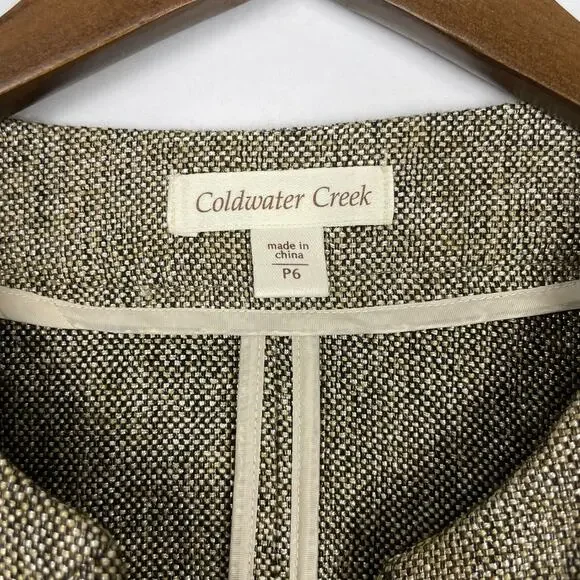Coldwater Creek | Brown Textured Tweed Embellished Layering Career Jacket - Picture 7 of 9